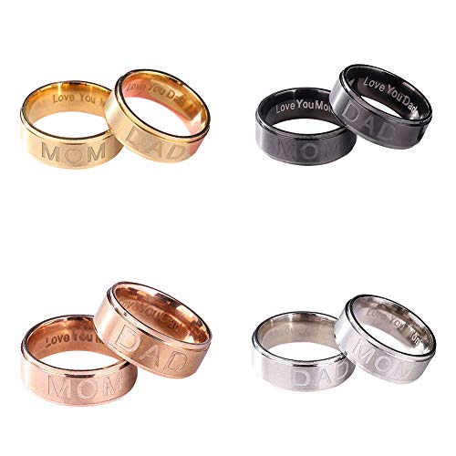 Fashion Mom/Dad Stainless Steel Carving Ring