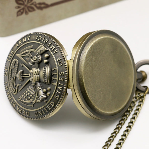 Vintage Bronze USA Department Of The Army Pocket Watch