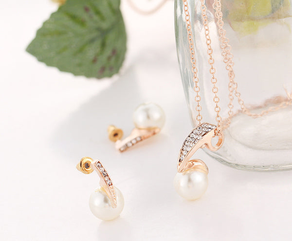 Pearl Rhinestone Jewelry Set