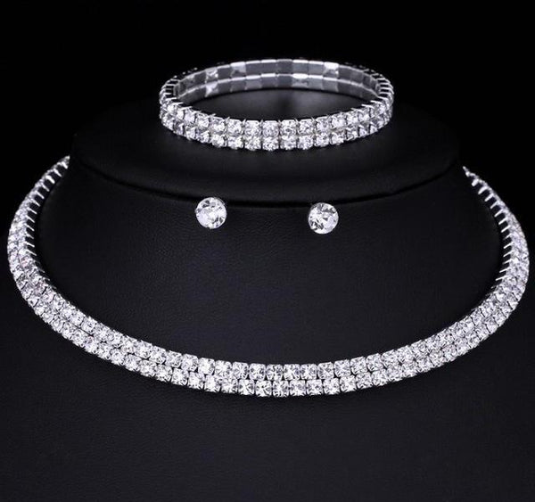 Crystal Circle Bridal Jewelry Sets