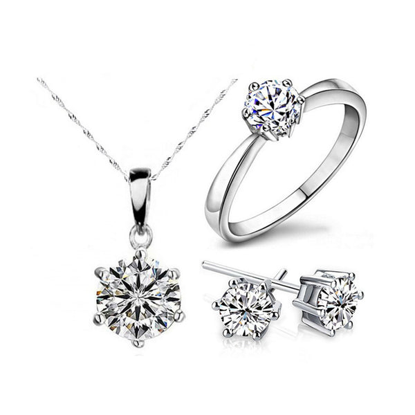 Cubic Zircon Necklace & Earrings Set