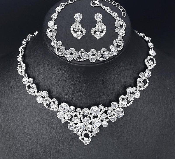 Heart Crystal Wedding Bridal Jewelry Sets