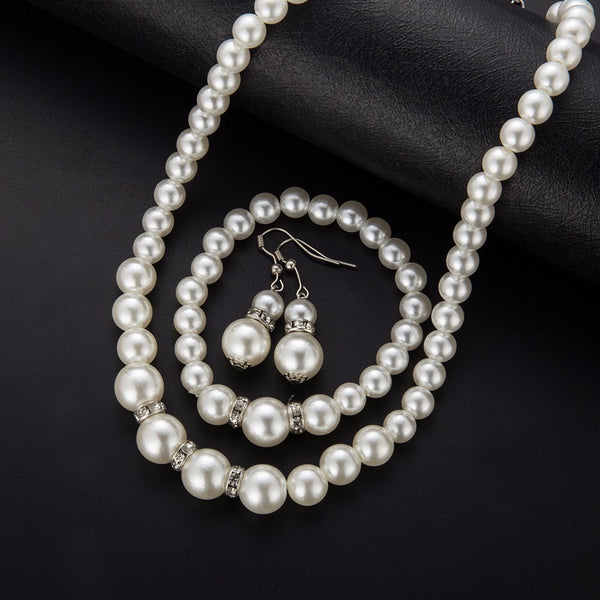 New Simulated Pearl Wedding Jewelry Set