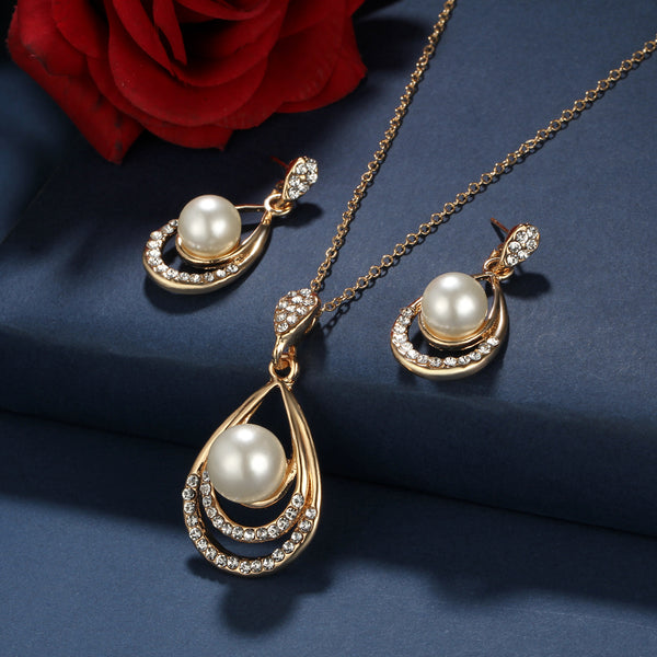 Water Drop Pearl Stud Jewelry Set