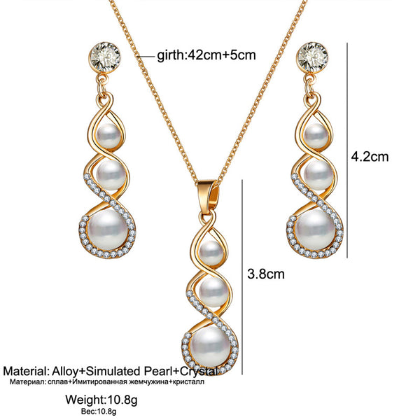 Water Drop Pearl Stud Jewelry Set
