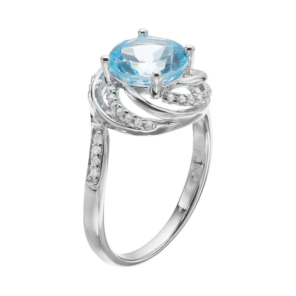 Stella Grace Sterling Silver Blue & White Topaz Swirl Ring