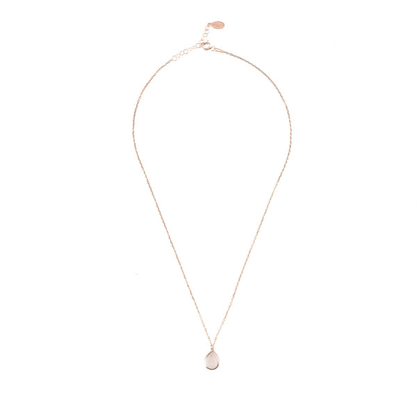 Pisa Mini Teardrop Necklace Rosegold Rose Quartz