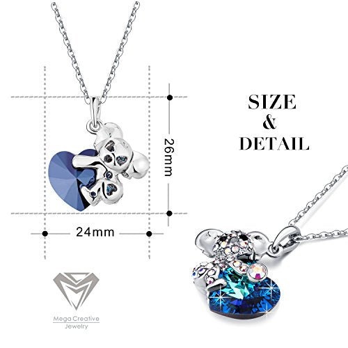 Koala Bear Blue Heart Pendant Necklace