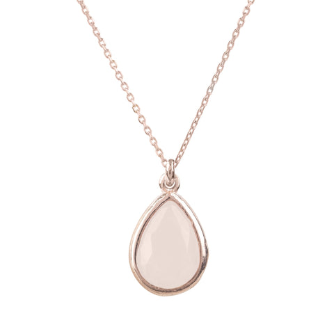 Pisa Mini Teardrop Necklace Rosegold Rose Quartz