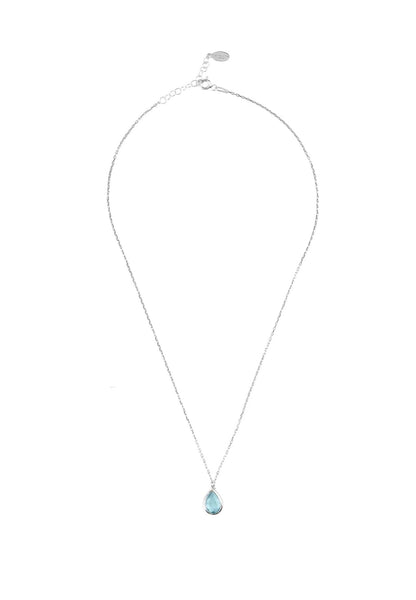 Pisa Mini Teardrop Necklace Silver Blue Topaz