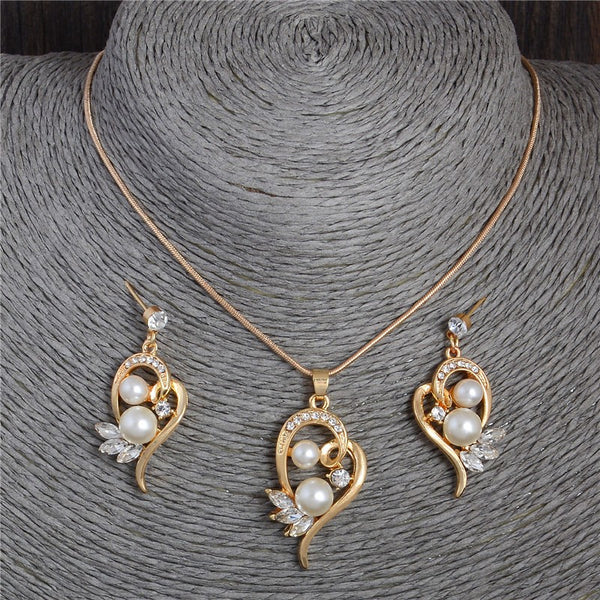 Pearl Necklace Earrings Set