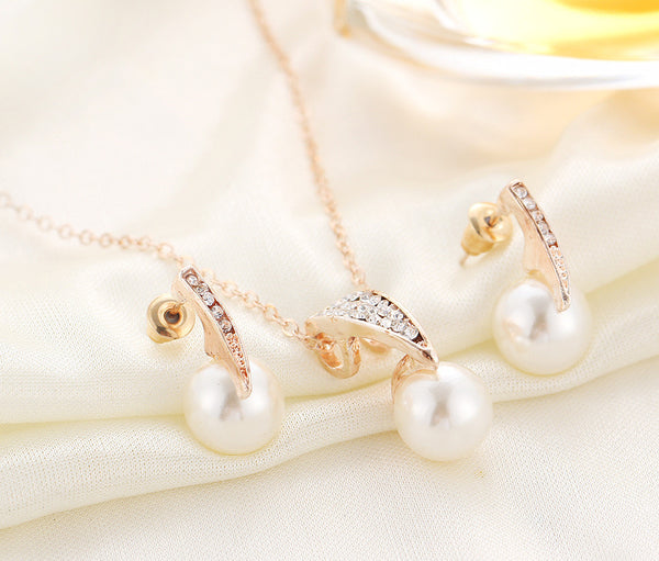 Pearl Rhinestone Jewelry Set