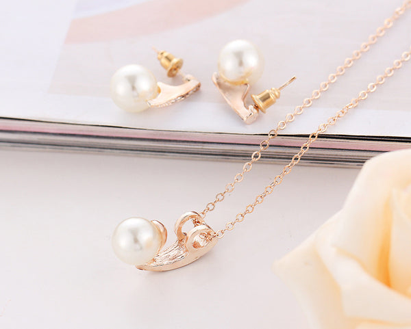 Pearl Rhinestone Jewelry Set