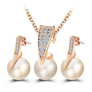 Pearl Rhinestone Jewelry Set