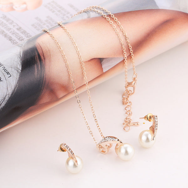 Pearl Rhinestone Jewelry Set