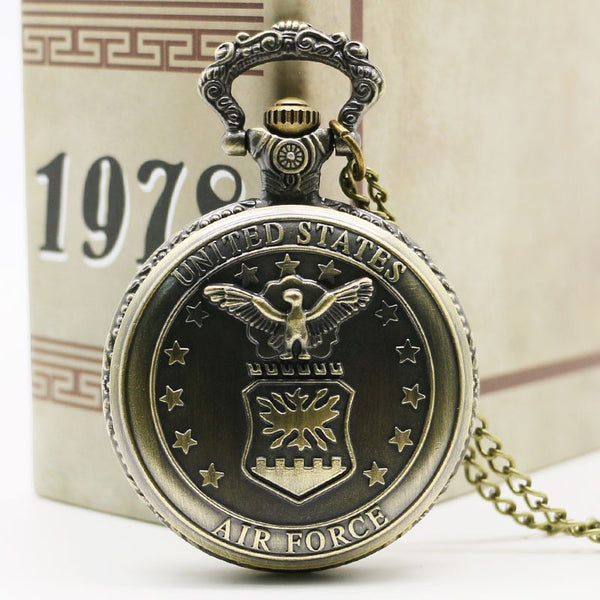 Vintage Style Bronze Air Force Pocket Watch