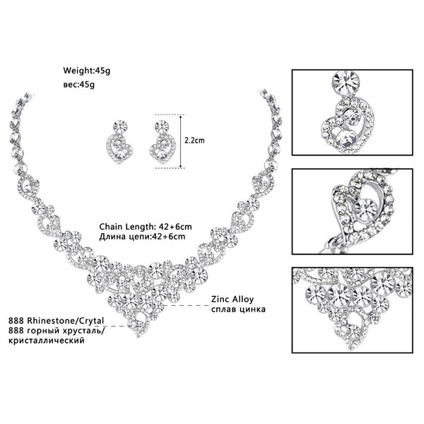 Heart Crystal Wedding Bridal Jewelry Sets