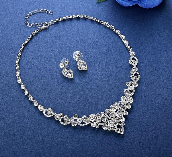 Heart Crystal Wedding Bridal Jewelry Sets