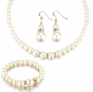 New Simulated Pearl Wedding Jewelry Set