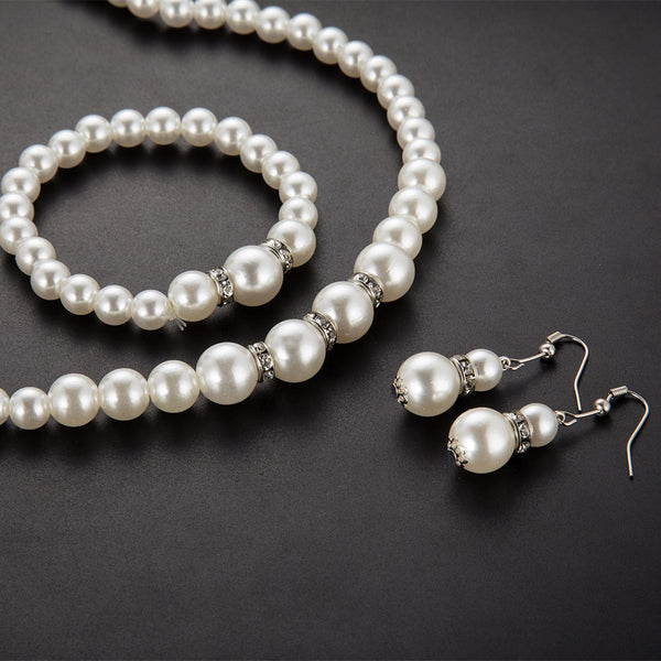 New Simulated Pearl Wedding Jewelry Set