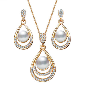 Water Drop Pearl Stud Jewelry Set