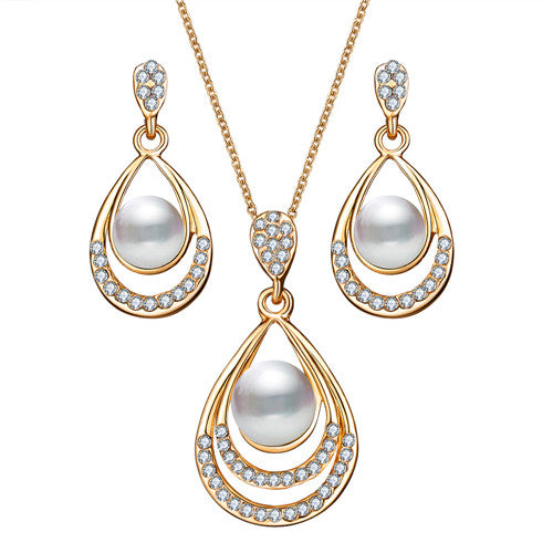 Water Drop Pearl Stud Jewelry Set