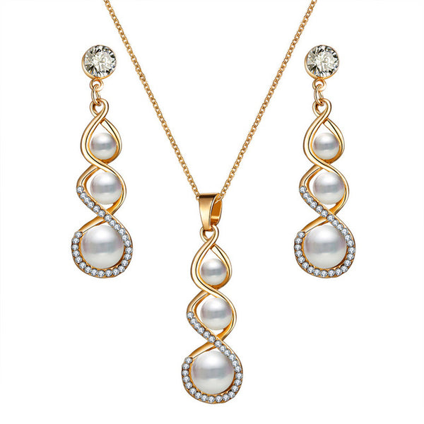 Water Drop Pearl Stud Jewelry Set