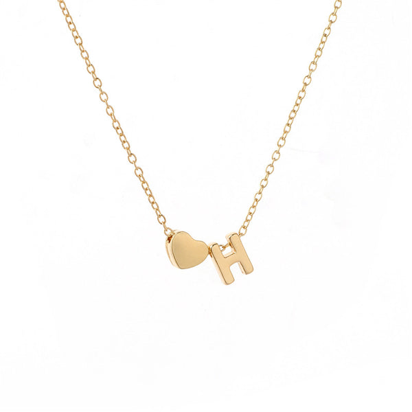 Fashion Tiny Dainty Heart Initial Necklace