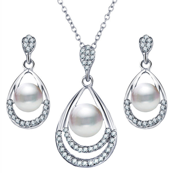 Water Drop Pearl Stud Jewelry Set